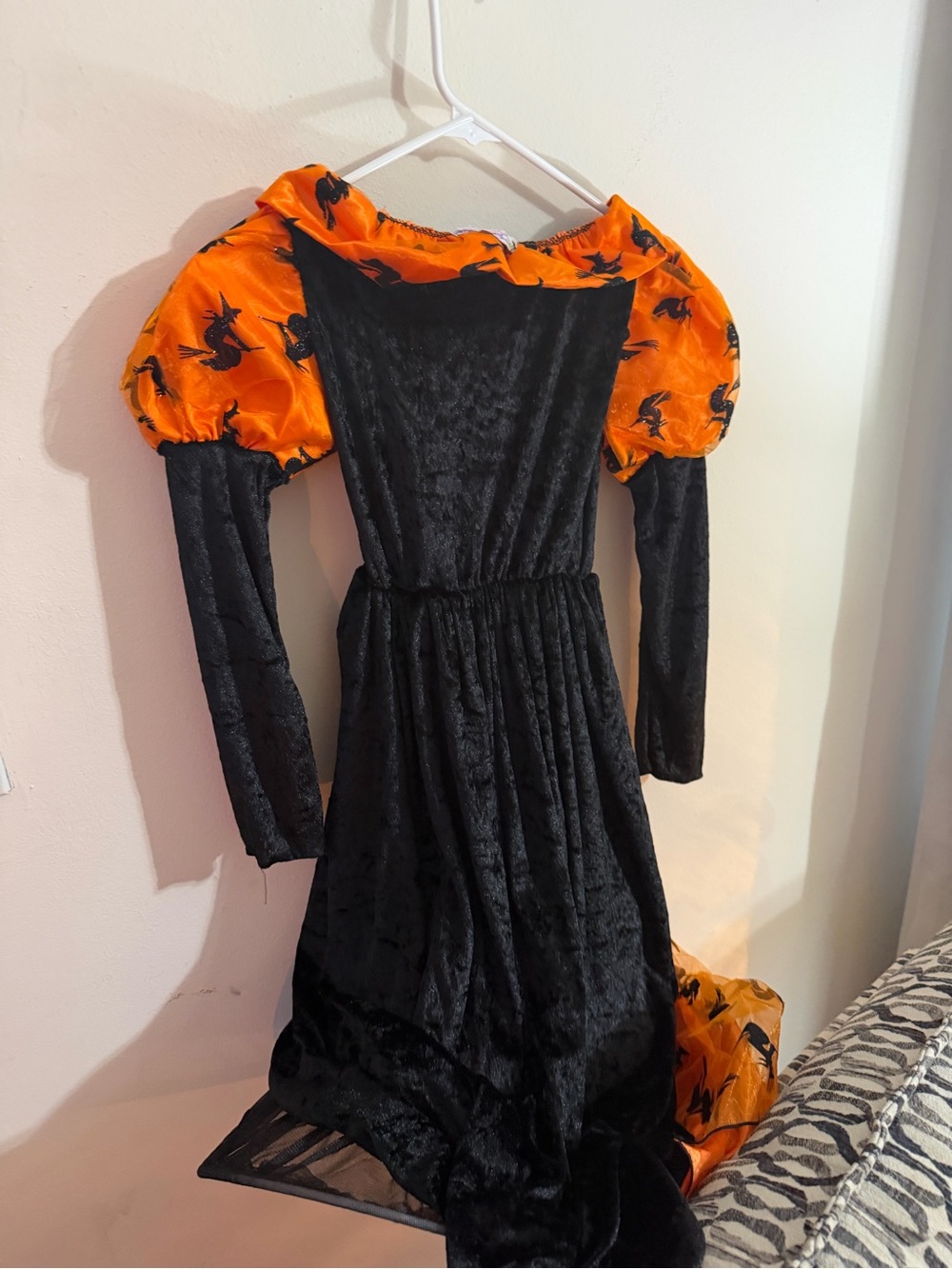 Girls' Size Medium Black and Orange Halloween Witch Dress